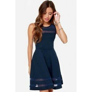 Lulu's Sheer Determination Dress -  Size XS Navy